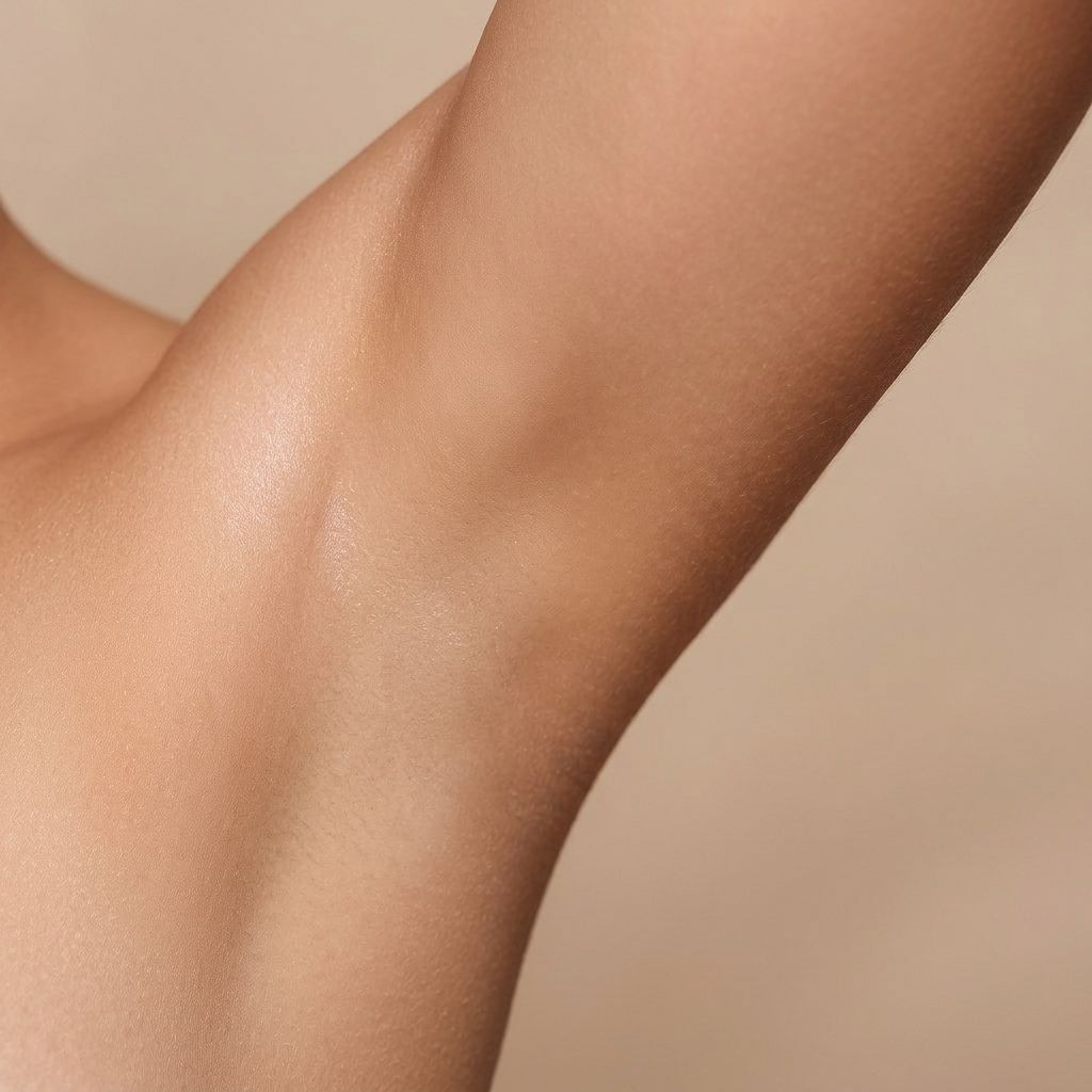 Underarm skin looking smooth and hair-free after using Corvasse